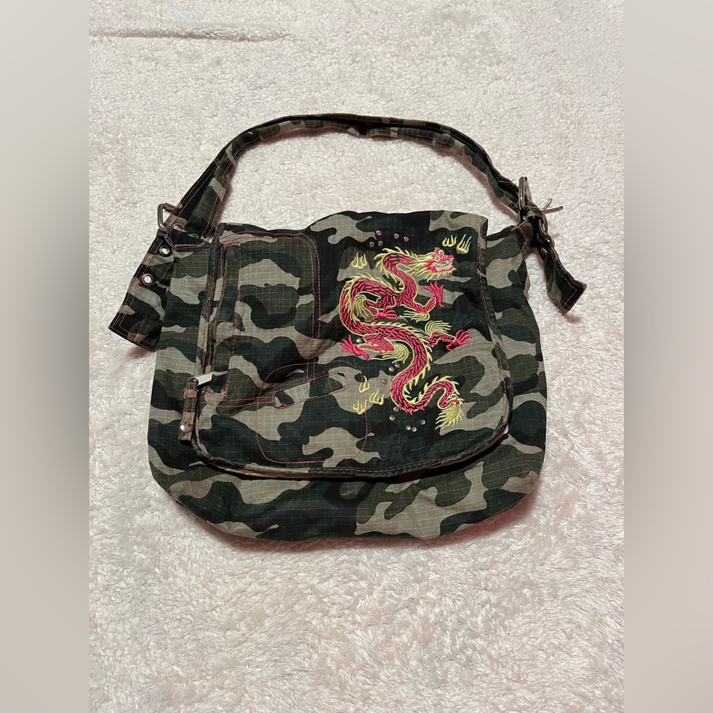 Camo dragon print bag